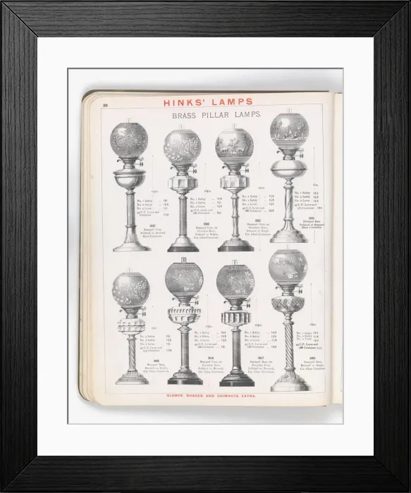 Framed Print : Page from Hinks Lamps catalogue Framed Print : Page from Hinks Lamps catalogue