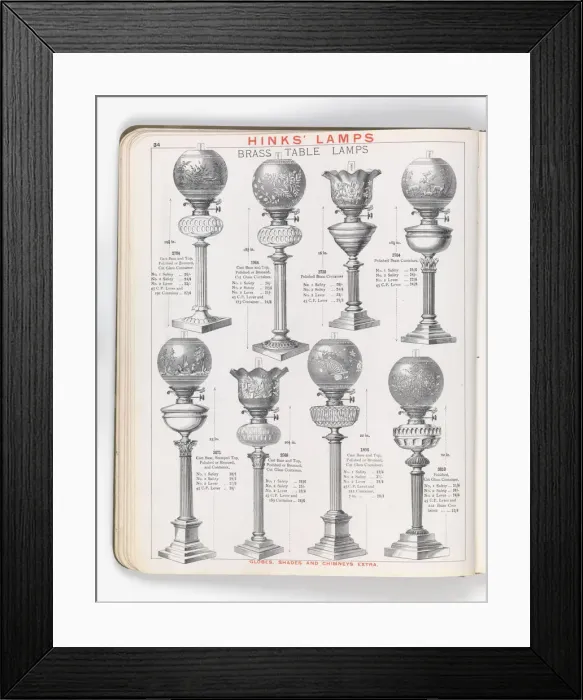 Framed Print : Page from Hinks Lamps catalogue Framed Print : Page from Hinks Lamps catalogue