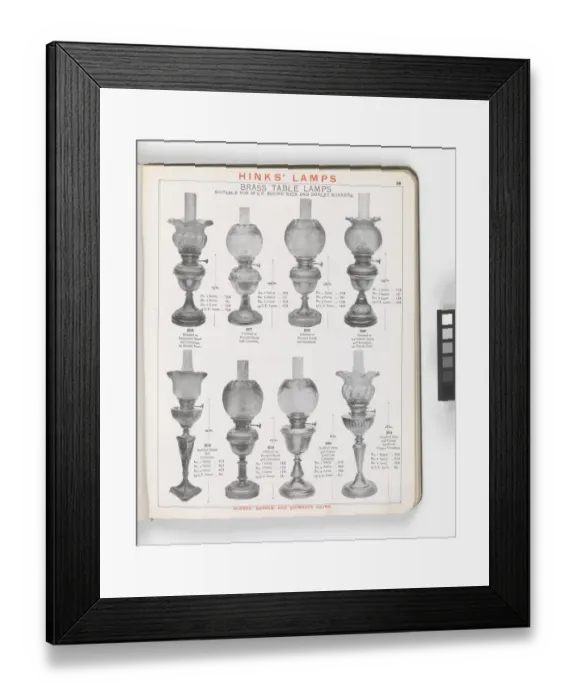 Framed Print : Page from Hinks Lamps catalogue