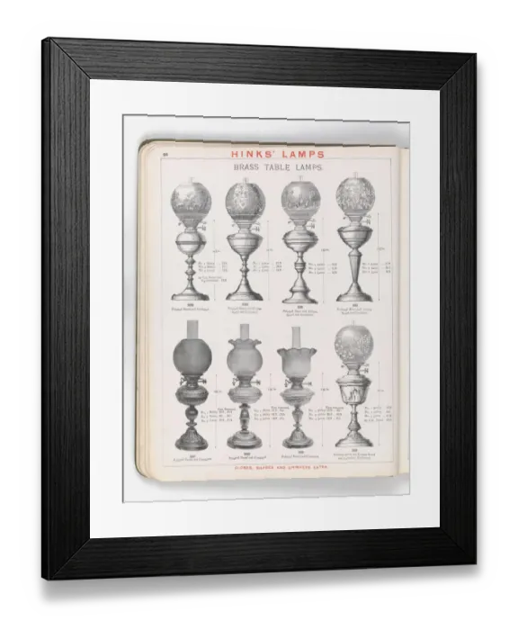 Framed Print : Page from Hinks Lamps catalogue Framed Print : Page from Hinks Lamps catalogue