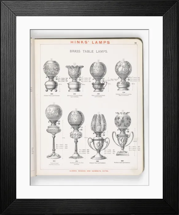 Framed Print : Page from Hinks Lamps catalogue Framed Print : Page from Hinks Lamps catalogue