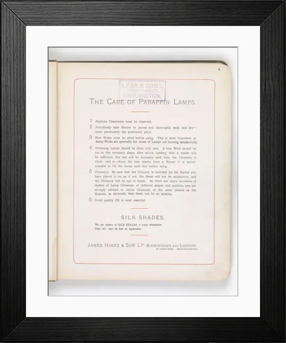 Framed Print : Page from Hinks Lamps catalogue Framed Print : Page from Hinks Lamps catalogue