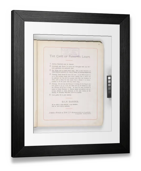Framed Print : Page from Hinks Lamps catalogue Framed Print : Page from Hinks Lamps catalogue