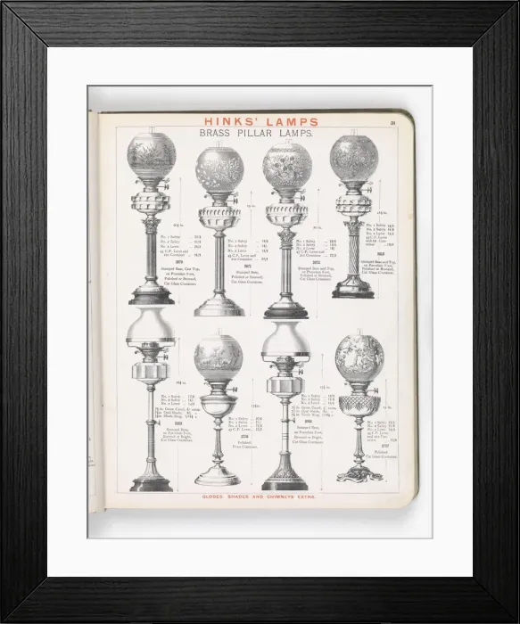Framed Print : Page from Hinks Lamps catalogue Framed Print : Page from Hinks Lamps catalogue