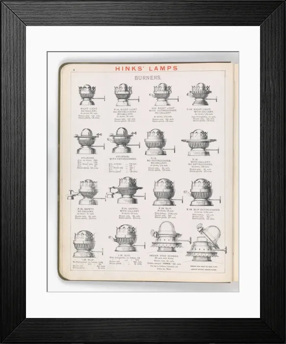 Framed Print : Page from Hinks Lamps catalogue Framed Print : Page from Hinks Lamps catalogue