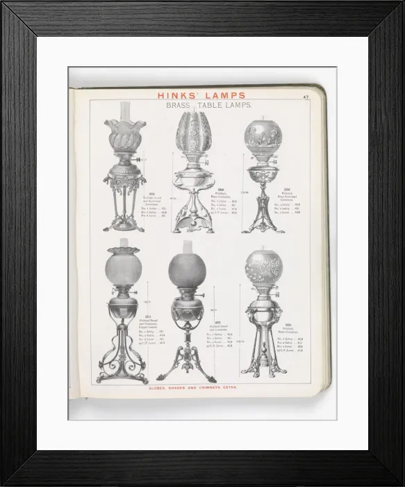 Framed Print : Page from Hinks Lamps catalogue Framed Print : Page from Hinks Lamps catalogue