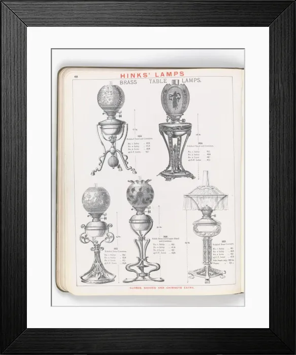Framed Print : Page from Hinks Lamps catalogue Framed Print : Page from Hinks Lamps catalogue