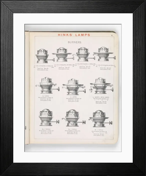 Framed Print : Page from Hinks Lamps catalogue Framed Print : Page from Hinks Lamps catalogue