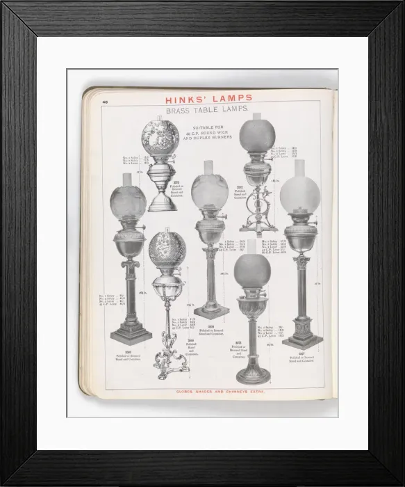 Framed Print : Page from Hinks Lamps catalogue Framed Print : Page from Hinks Lamps catalogue