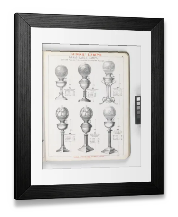 Framed Print : Page from Hinks Lamps catalogue Framed Print : Page from Hinks Lamps catalogue