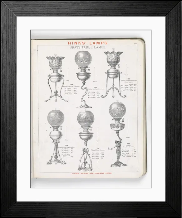 Framed Print : Page from Hinks Lamps catalogue Framed Print : Page from Hinks Lamps catalogue