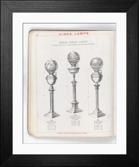 Framed Print : Page from Hinks Lamps catalogue Framed Print : Page from Hinks Lamps catalogue