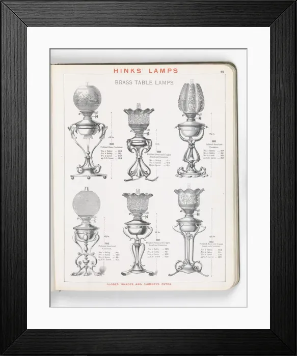 Framed Print : Page from Hinks Lamps catalogue Framed Print : Page from Hinks Lamps catalogue