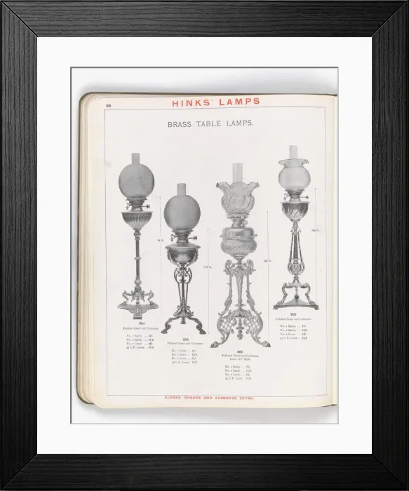 Framed Print : Page from Hinks Lamps catalogue