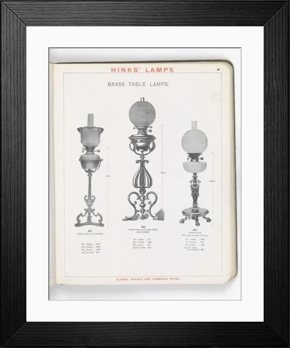 Framed Print : Page from Hinks Lamps catalogue Framed Print : Page from Hinks Lamps catalogue