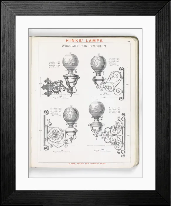 Framed Print : Page from Hinks Lamps catalogue Framed Print : Page from Hinks Lamps catalogue