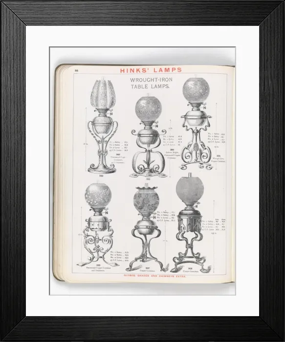 Framed Print : Page from Hinks Lamps catalogue Framed Print : Page from Hinks Lamps catalogue