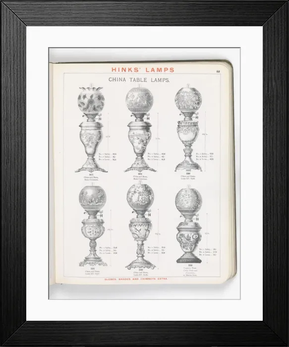 Framed Print : Page from Hinks Lamps catalogue Framed Print : Page from Hinks Lamps catalogue