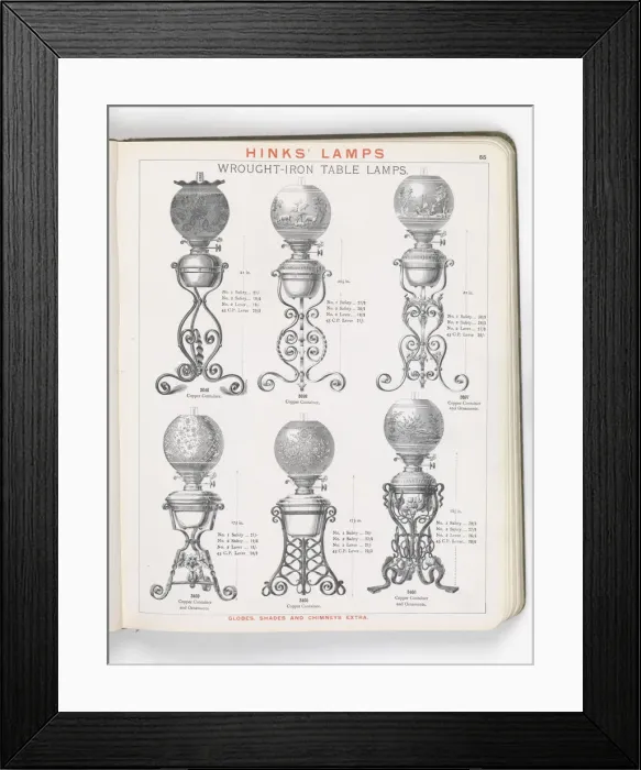 Framed Print : Page from Hinks Lamps catalogue Framed Print : Page from Hinks Lamps catalogue