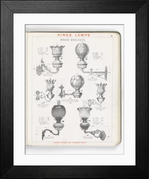Framed Print : Page from Hinks Lamps catalogue Framed Print : Page from Hinks Lamps catalogue