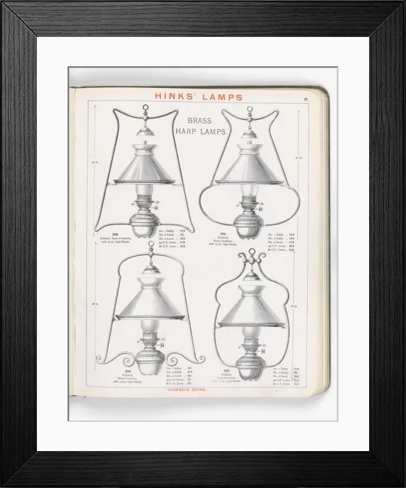 Framed Print : Page from Hinks Lamps catalogue Framed Print : Page from Hinks Lamps catalogue