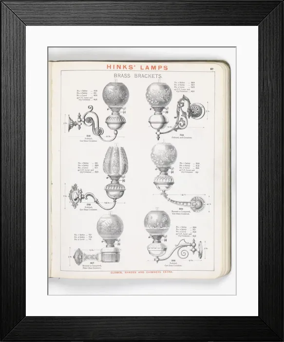 Framed Print : Page from Hinks Lamps catalogue