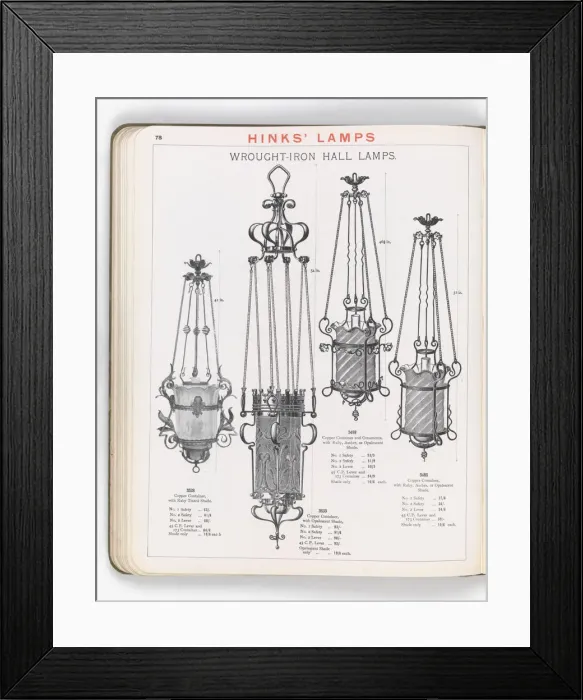 Framed Print : Page from Hinks Lamps catalogue Framed Print : Page from Hinks Lamps catalogue