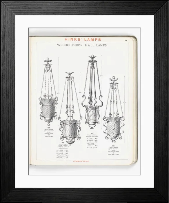 Framed Print : Page from Hinks Lamps catalogue Framed Print : Page from Hinks Lamps catalogue