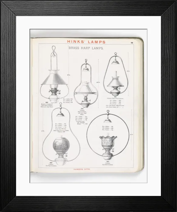 Framed Print : Page from Hinks Lamps catalogue Framed Print : Page from Hinks Lamps catalogue