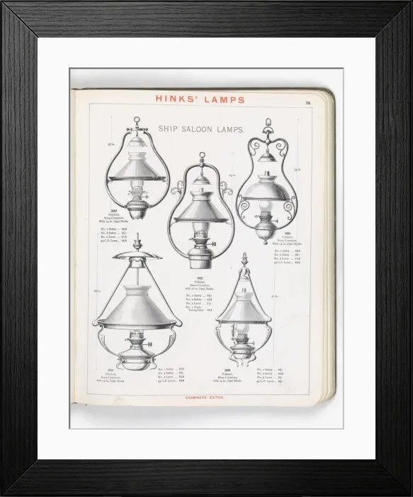 Framed Print : Page from Hinks Lamps catalogue Framed Print : Page from Hinks Lamps catalogue