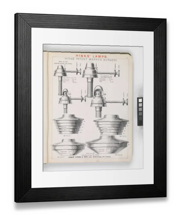 Framed Print : Page from Hinks Lamps catalogue