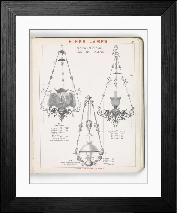Framed Print : Page from Hinks Lamps catalogue Framed Print : Page from Hinks Lamps catalogue