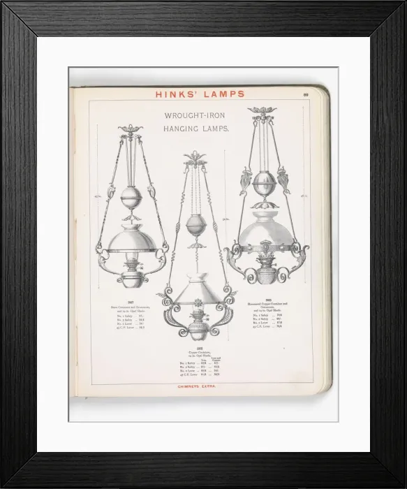 Framed Print : Page from Hinks Lamps catalogue Framed Print : Page from Hinks Lamps catalogue
