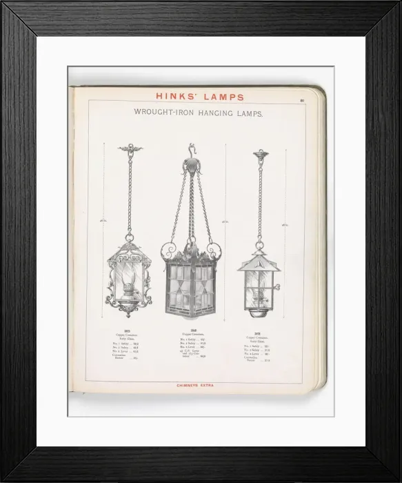Framed Print : Page from Hinks Lamps catalogue Framed Print : Page from Hinks Lamps catalogue
