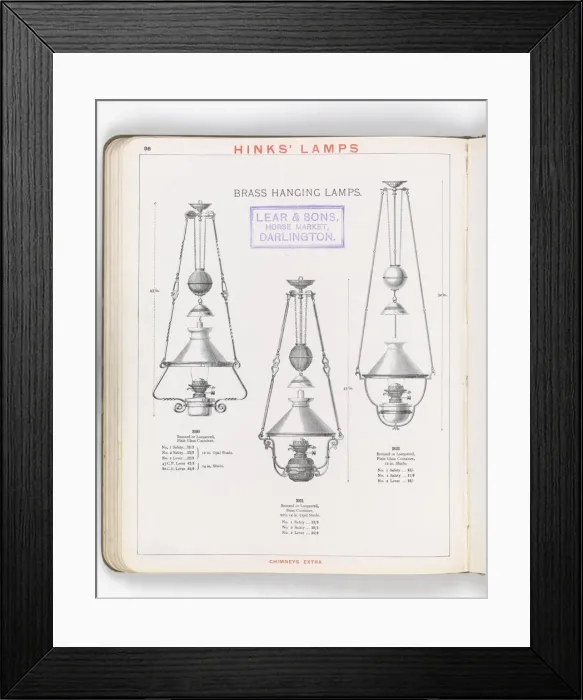 Framed Print : Page from Hinks Lamps catalogue Framed Print : Page from Hinks Lamps catalogue