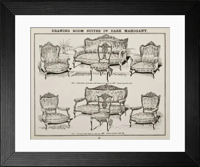 Framed Print : Page from Catalogue of Latest Designs in General Furniture Framed Print : Page from Catalogue of Latest Designs in General Furniture