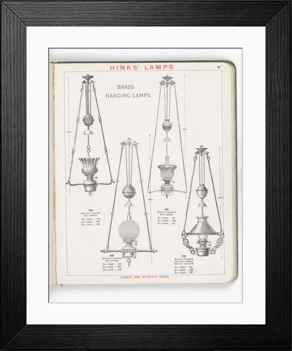 Framed Print : Page from Hinks Lamps catalogue Framed Print : Page from Hinks Lamps catalogue