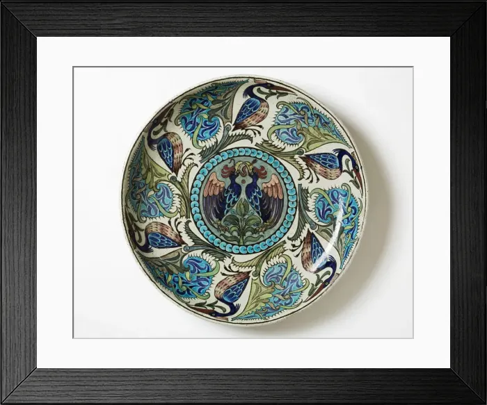Framed Print : Dish. Glazed earthernware dish designed by William De Morgan Framed Print : Dish. Glazed earthernware dish designed by William De Morgan