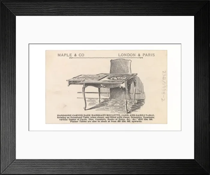 Framed Print : Insert. Trade card published by Maple and Co Framed Print : Insert. Trade card published by Maple and Co