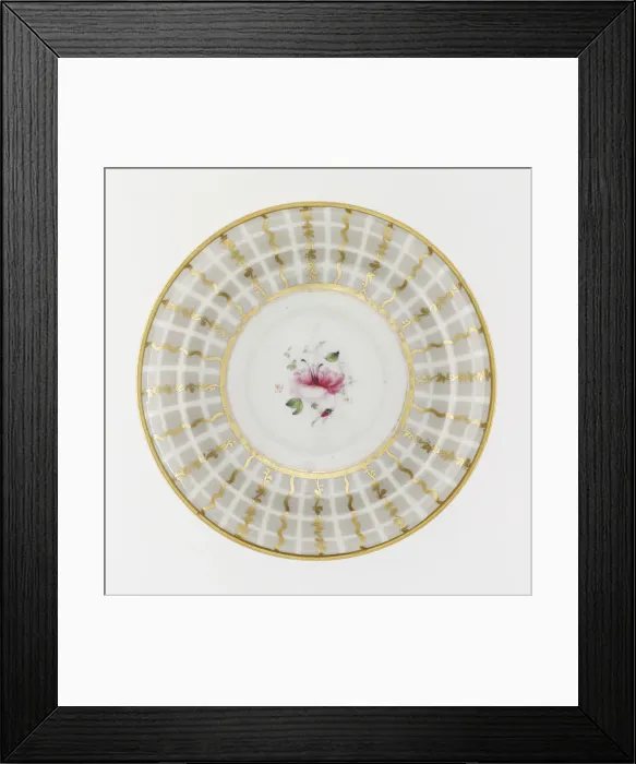 Framed Print : Saucer from a tea service, made from porcelain with a white ground decorated Framed Print : Saucer from a tea service, made from porcelain with a white ground decorated