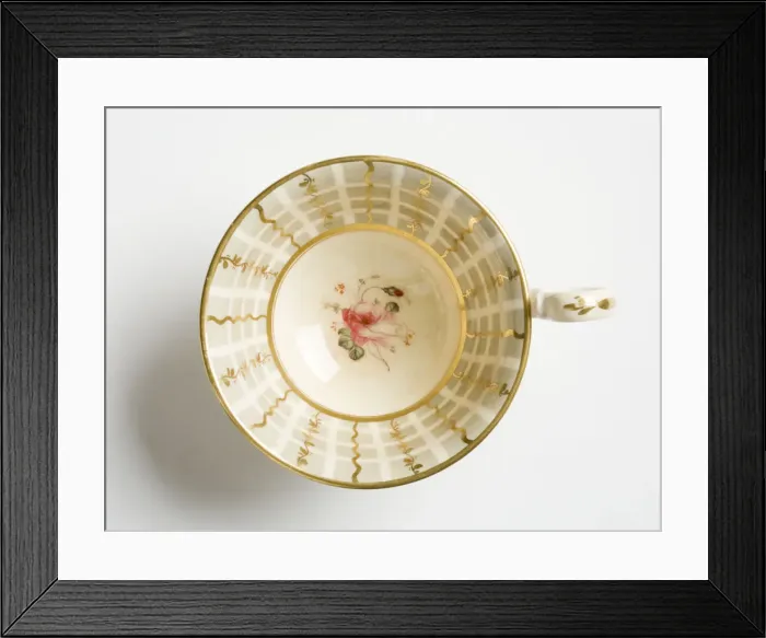 Framed Print : Teacup. Glazed porcelain tea cup from a tea service Framed Print : Teacup. Glazed porcelain tea cup from a tea service