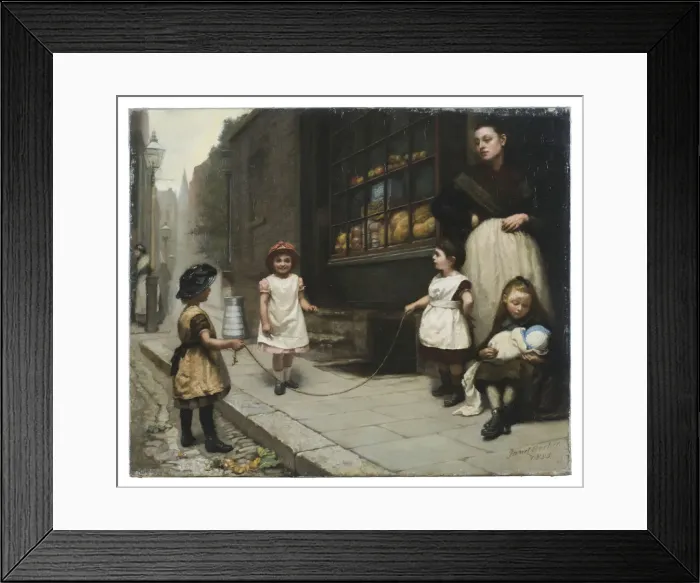 Framed Print : Street scene with children skipping Framed Print : Street scene with children skipping