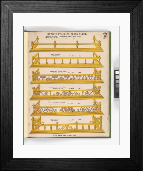 Framed Print : Page from Special New Designs of Brass and Iron Fenders, Fi Framed Print : Page from Special New Designs of Brass and Iron Fenders, Fi