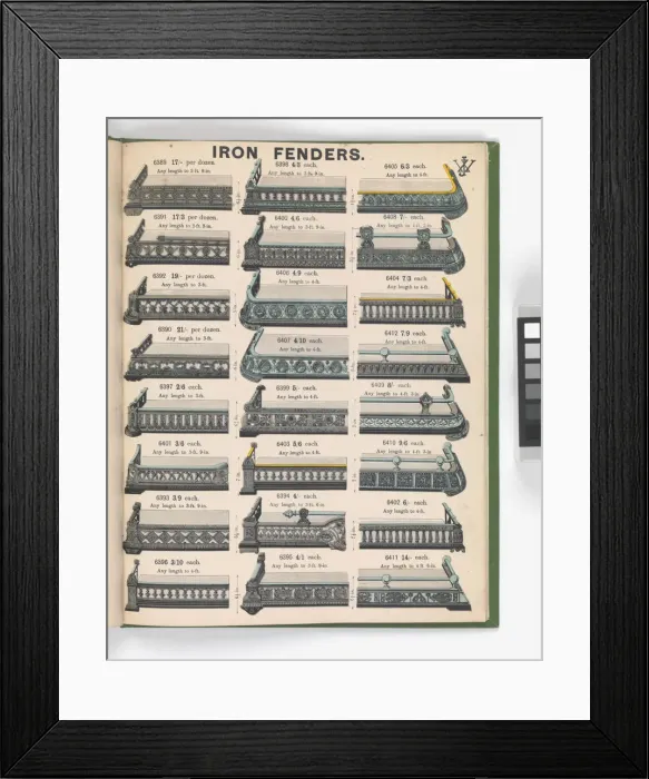 Framed Print : Page from Special New Designs of Brass and Iron Fenders, Fi Framed Print : Page from Special New Designs of Brass and Iron Fenders, Fi