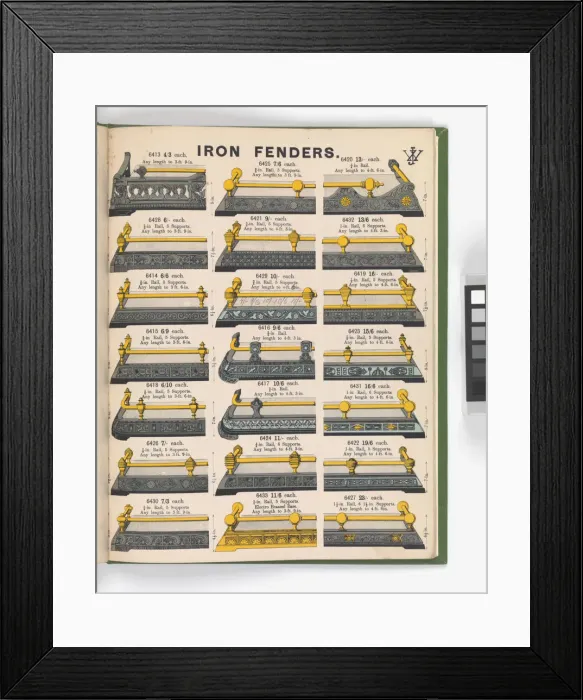 Framed Print : Page from Special New Designs of Brass and Iron Fenders, Fi Framed Print : Page from Special New Designs of Brass and Iron Fenders, Fi