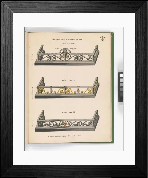 Framed Print : Page from Special New Designs of Brass and Iron Fenders, Fi Framed Print : Page from Special New Designs of Brass and Iron Fenders, Fi