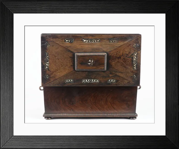 Framed Print : Tea caddy made from rosewood with mother-of-pearl inlays Framed Print : Tea caddy made from rosewood with mother-of-pearl inlays