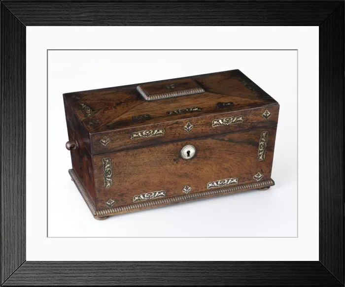 Framed Print : Tea caddy made from rosewood with mother-of-pearl inlays Framed Print : Tea caddy made from rosewood with mother-of-pearl inlays