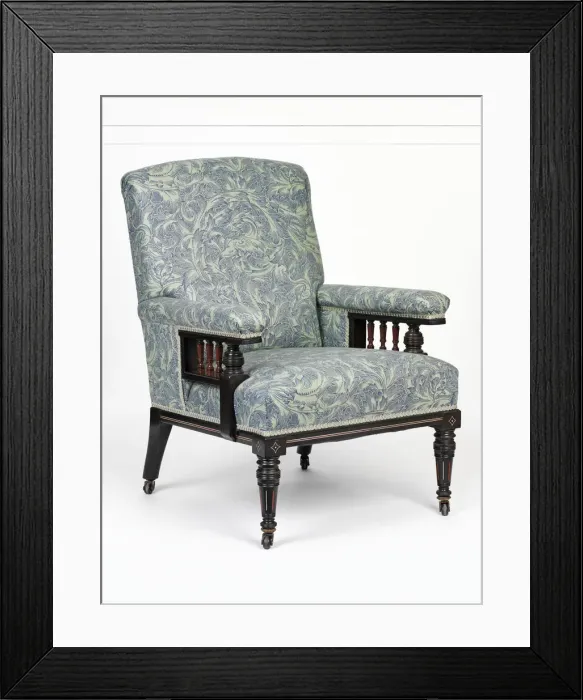 Framed Print : Armchair made from solid ebony, ebony veneers, Framed Print : Armchair made from solid ebony, ebony veneers,