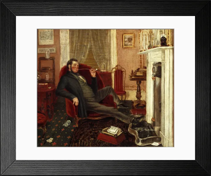 Framed Print : Man smoking in a parlour Framed Print : Man smoking in a parlour
